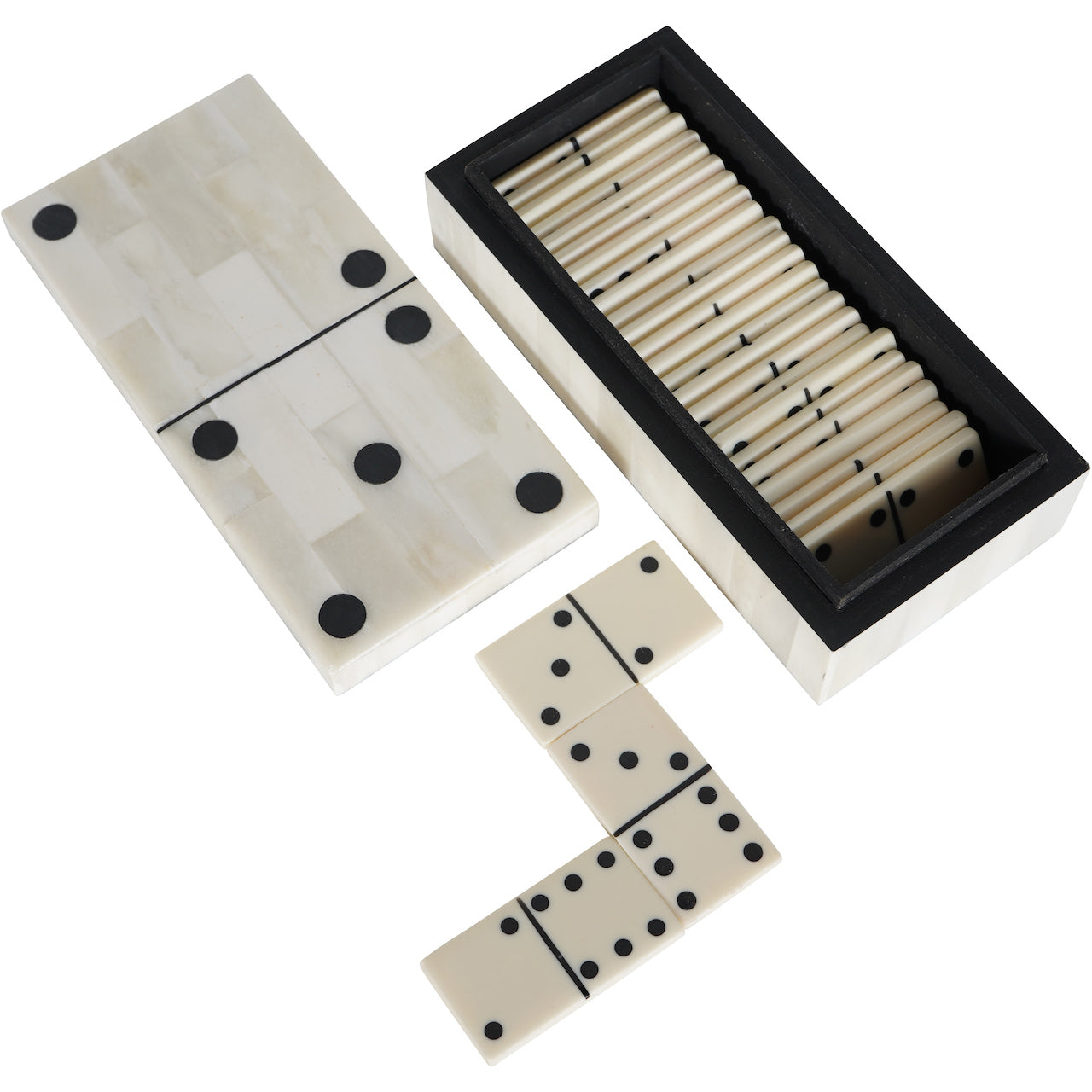 Chollerford Off White Bone Inlay Dominoes Box